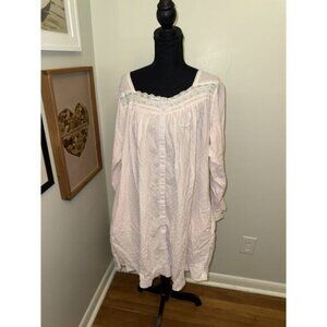 Eileen West vintage Pink Floral Nightgown women Large Modest Floral Long Sleeve